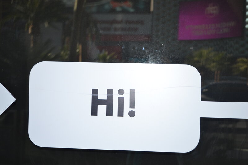 White Sign with Hi!