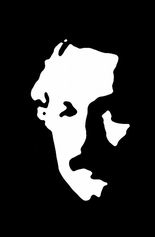 white silhouette of a face