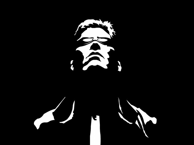 white silhouette of a man