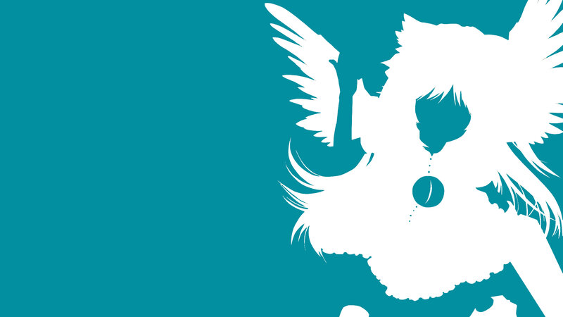 white silhouette of a winged figure