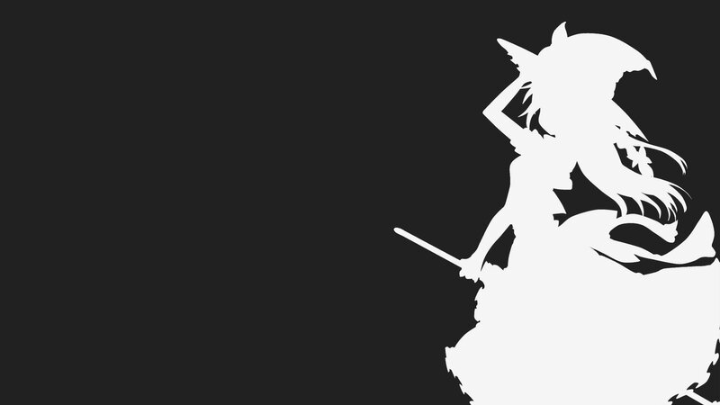 white silhouette of anime witch