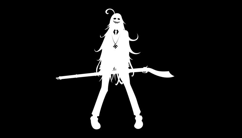 White Silhouette of Character — Black, Dark