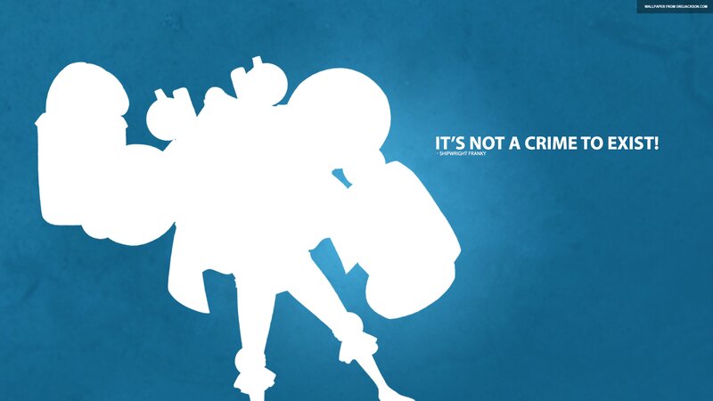 White Silhouette of Character — Blue