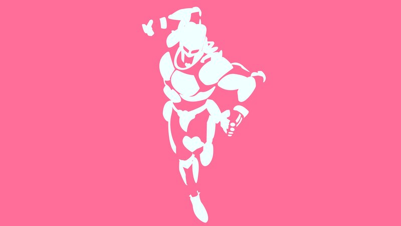 White Silhouette of Character — Pink