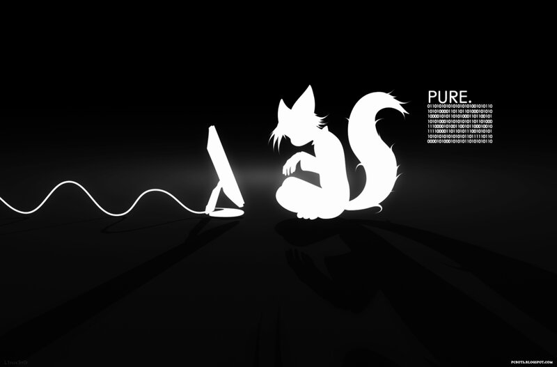 White Silhouette of Fox-like Character — Black