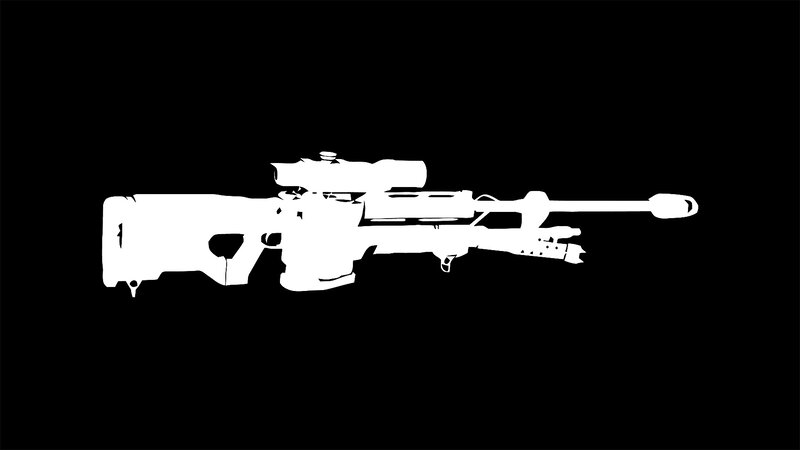 white silhouette of sniper rifle