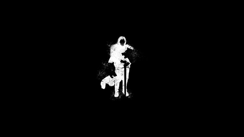 white silhouette of warrior and wolf