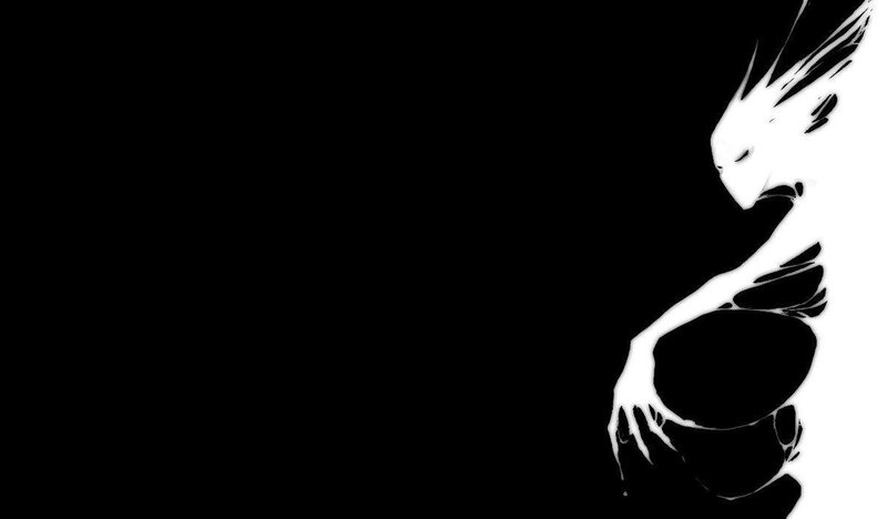 white silhouette on black