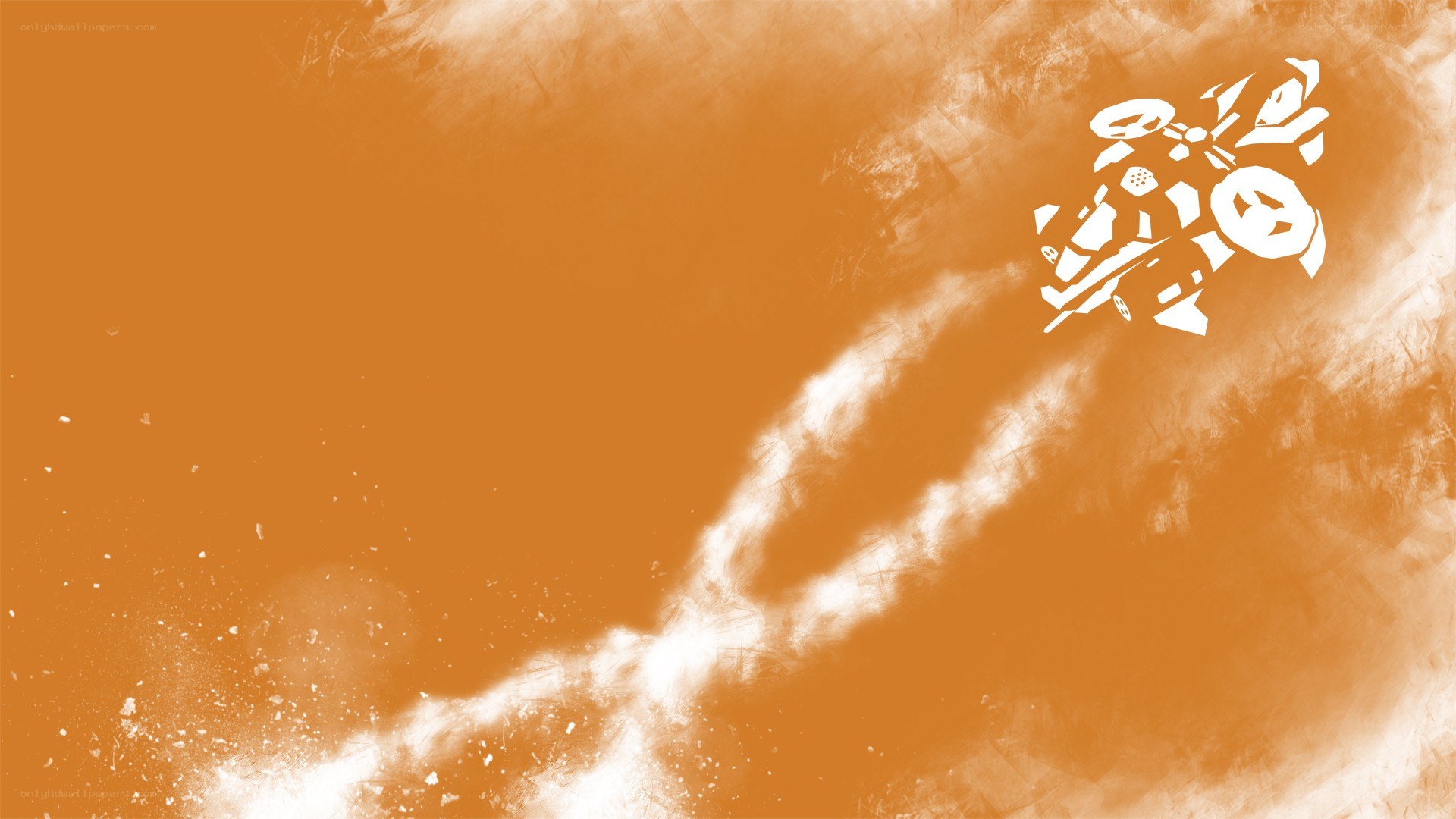 white silhouette on orange background