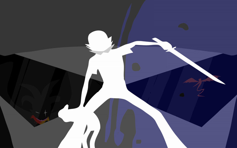white silhouette warrior in battle