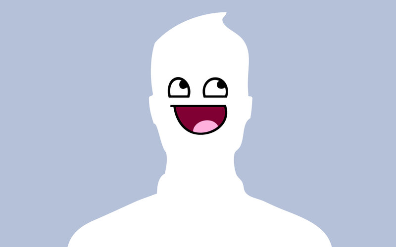 White Silhouette with Cartoon Face