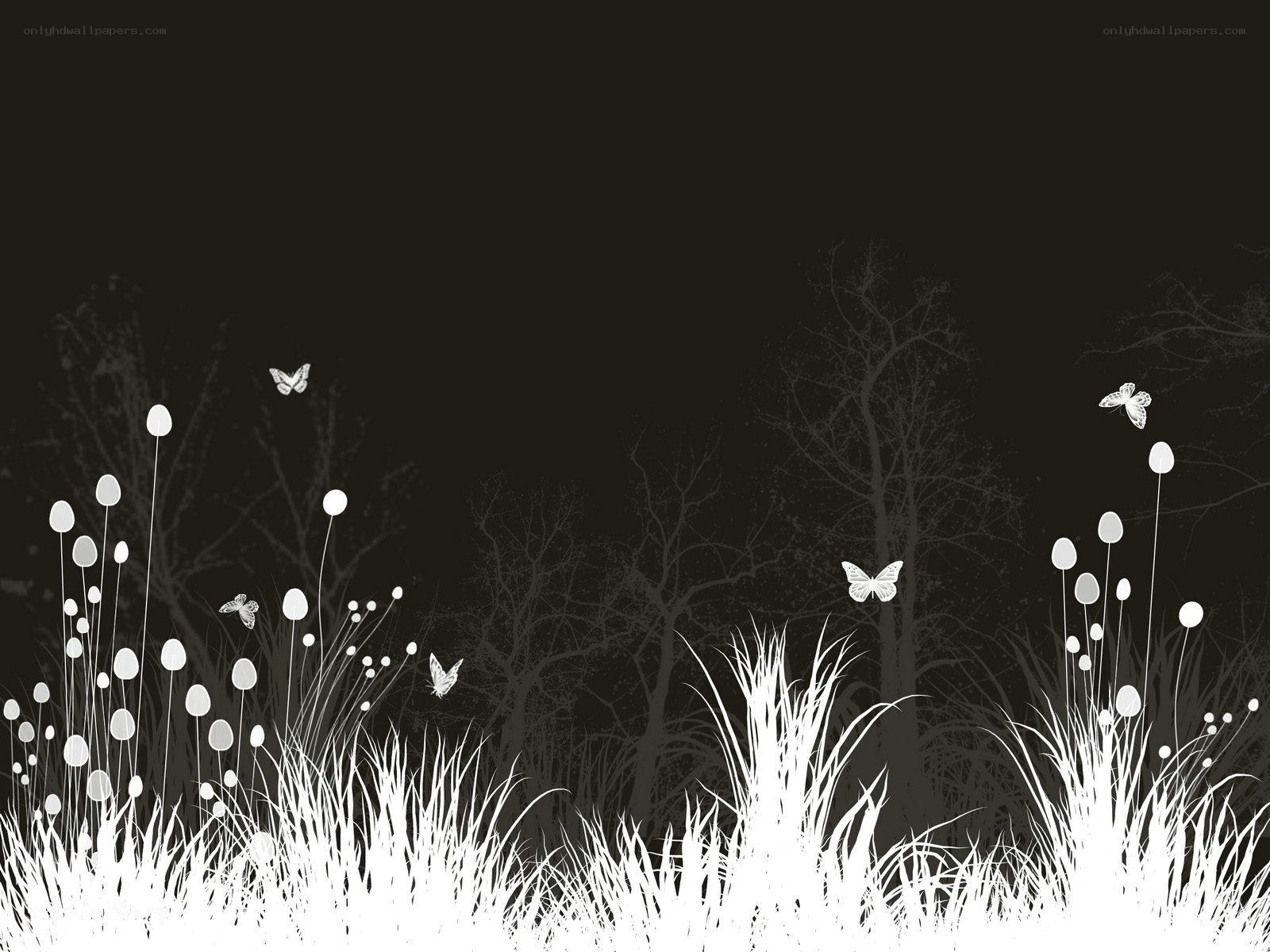white silhouettes on black background
