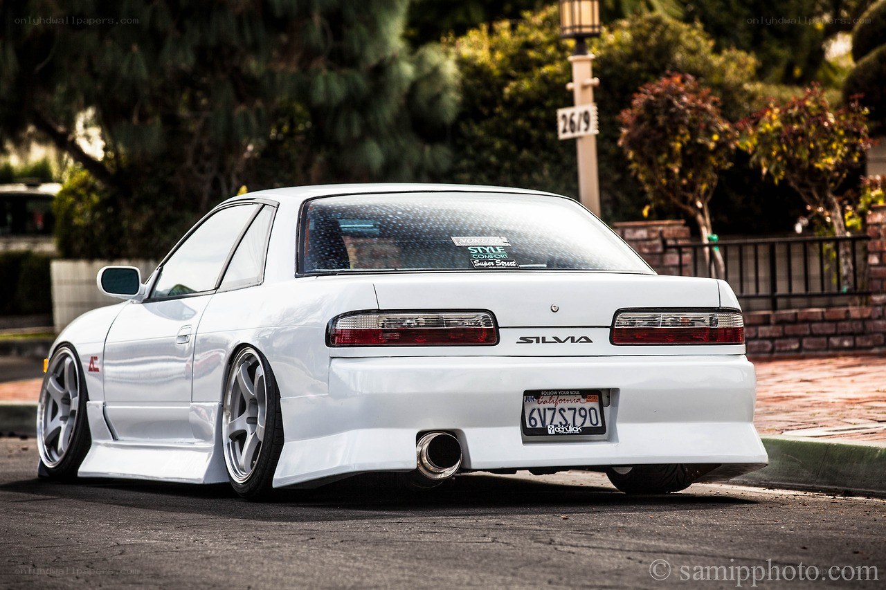 white silvia car rear view