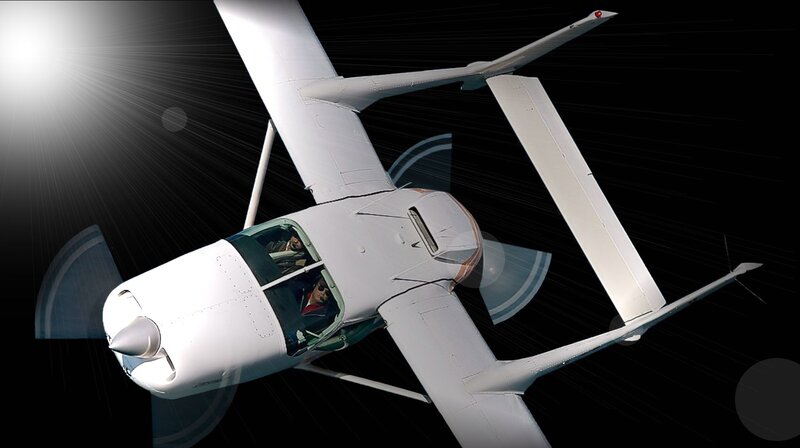 White Single-engine Airplane — Dramatic