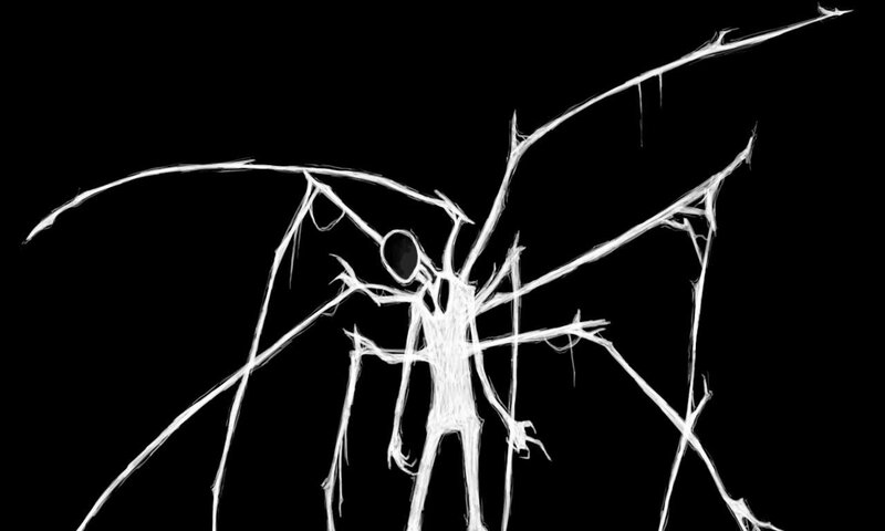 white sketch of a creature
