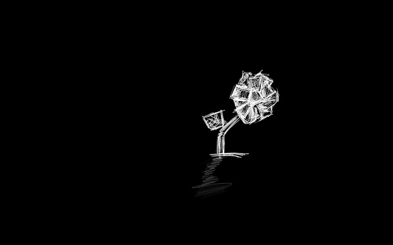 white sketch of a plant