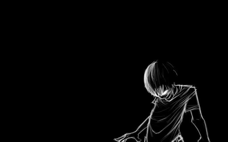 white sketch of anime character