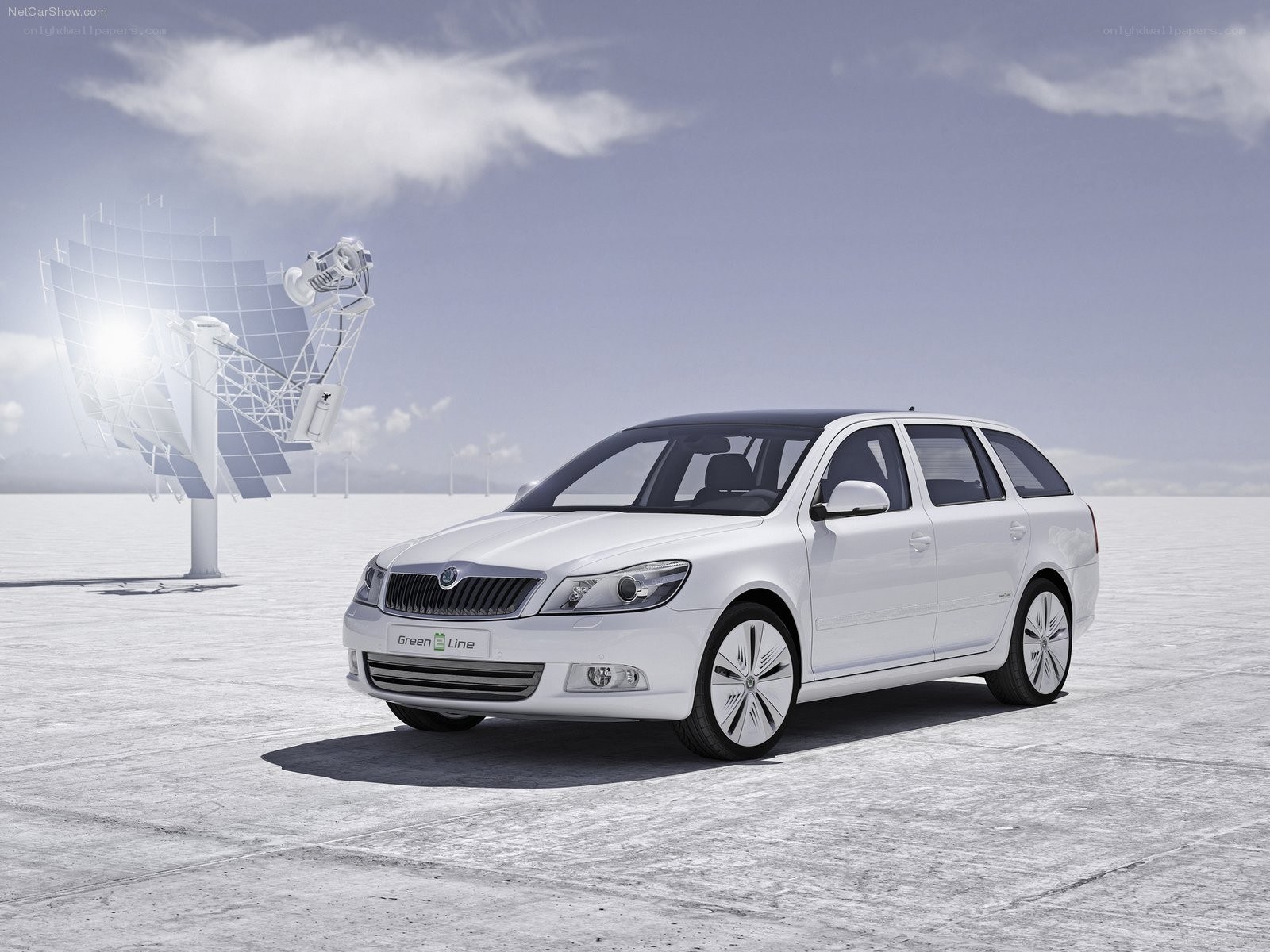 White Skoda Green Line station wagon