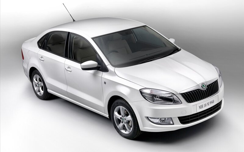White Skoda sedan car