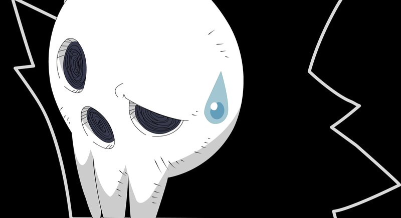 white skull character crying