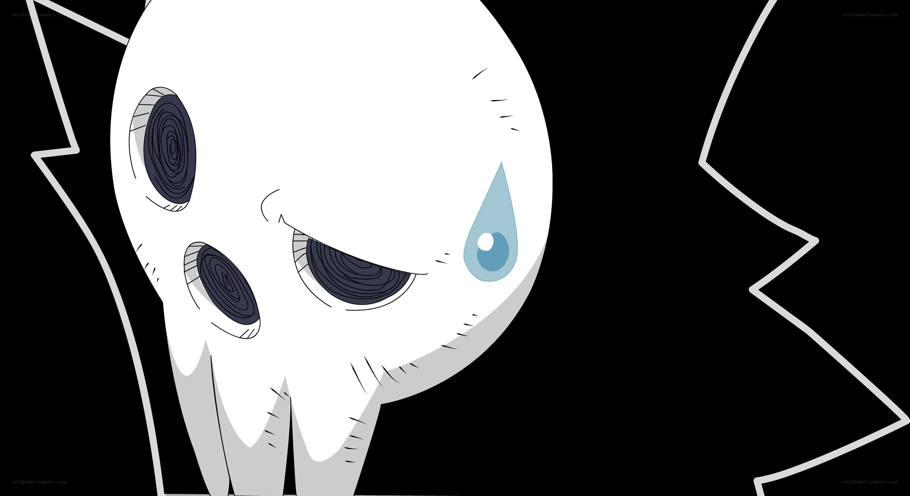 white skull character crying