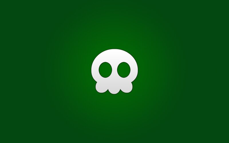 White Skull Icon — Green, Minimalist