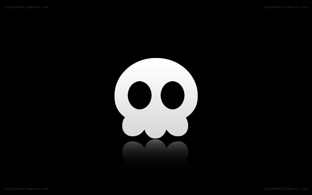 white skull icon on black