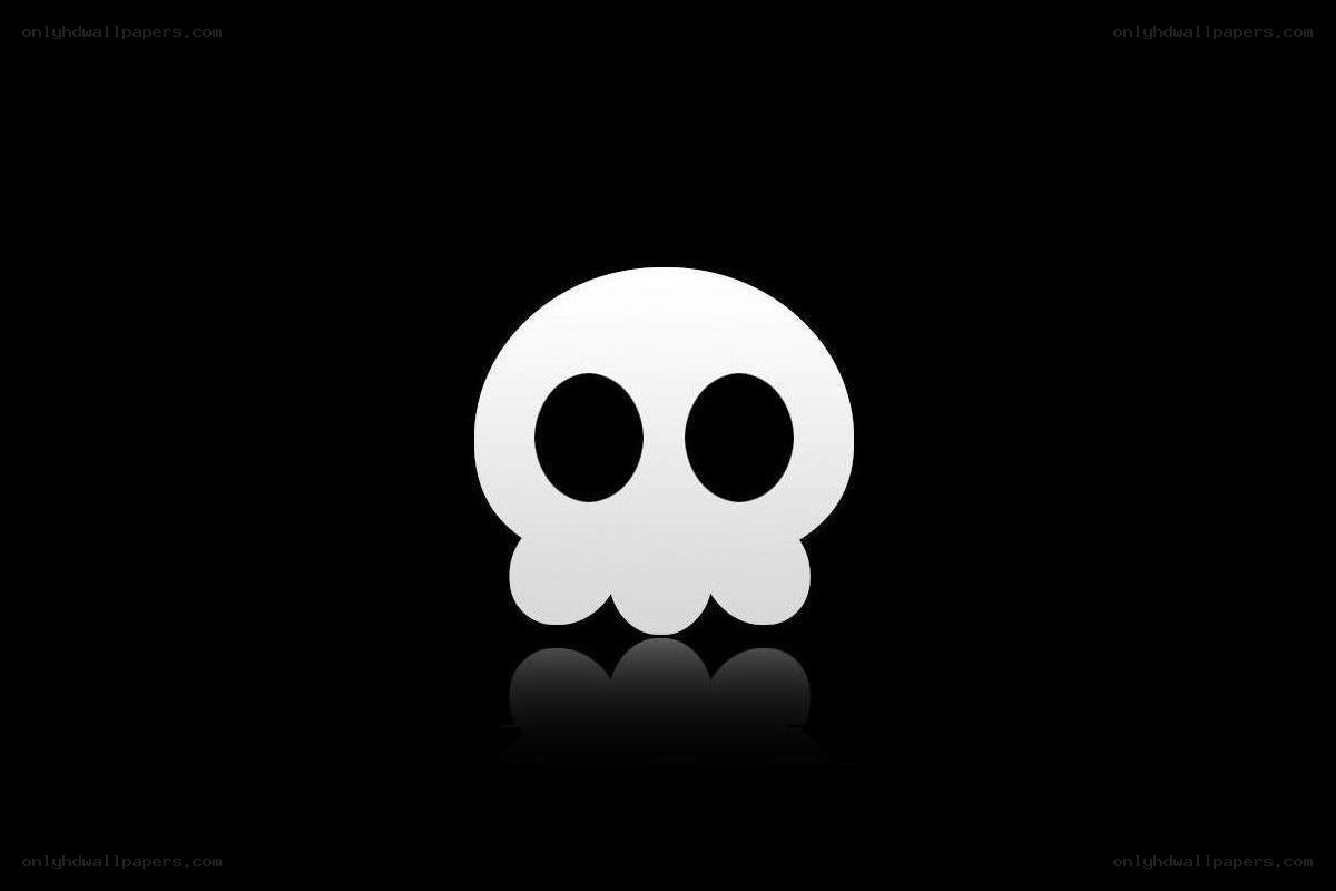 white skull icon on black