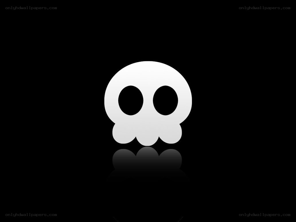 white skull icon on black