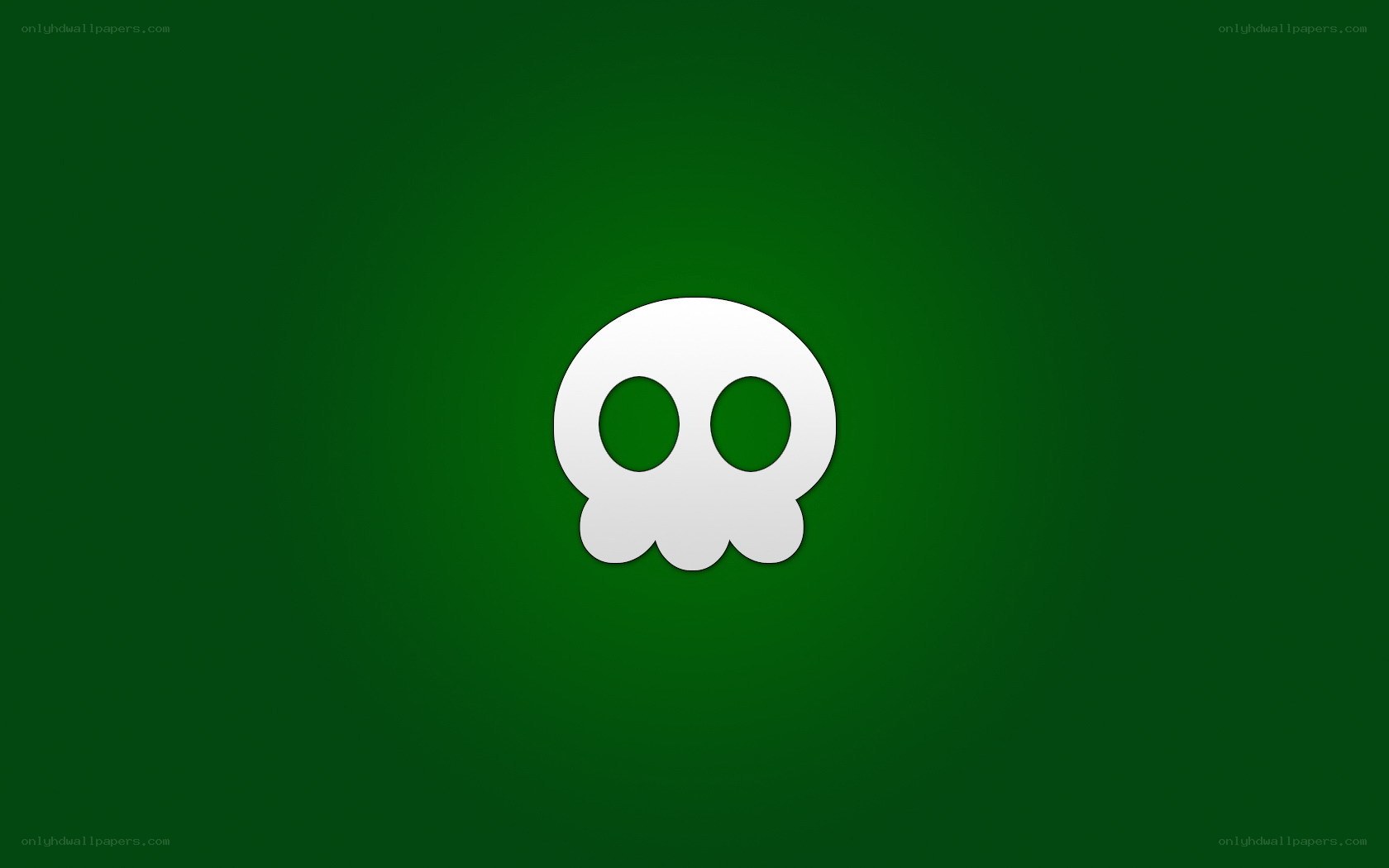 white skull icon on green