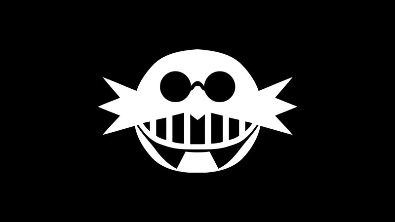 White Skull Logo — Black, Menacing, Vector Art, Glasses