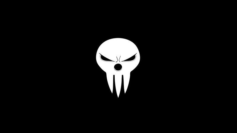 White Skull Logo — Black, Menacing, Vector Art