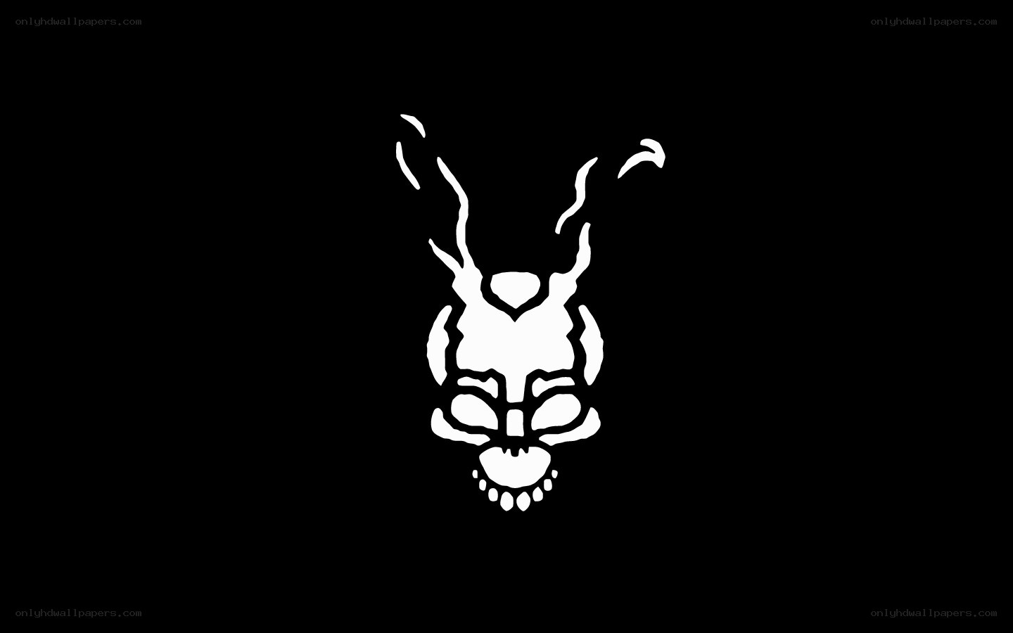 white skull logo on black