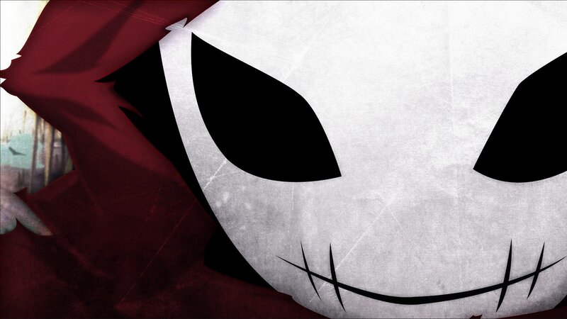 White Skull Mask — Dark, Digital Art, Red Hood