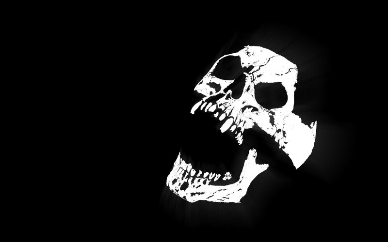 White Skull on Black — Dark, Digital Art