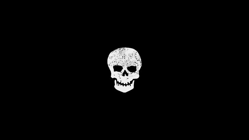 White Skull on Black — Dark, Vector Art