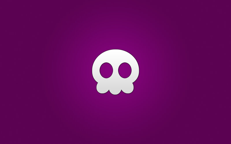 white skull on purple background
