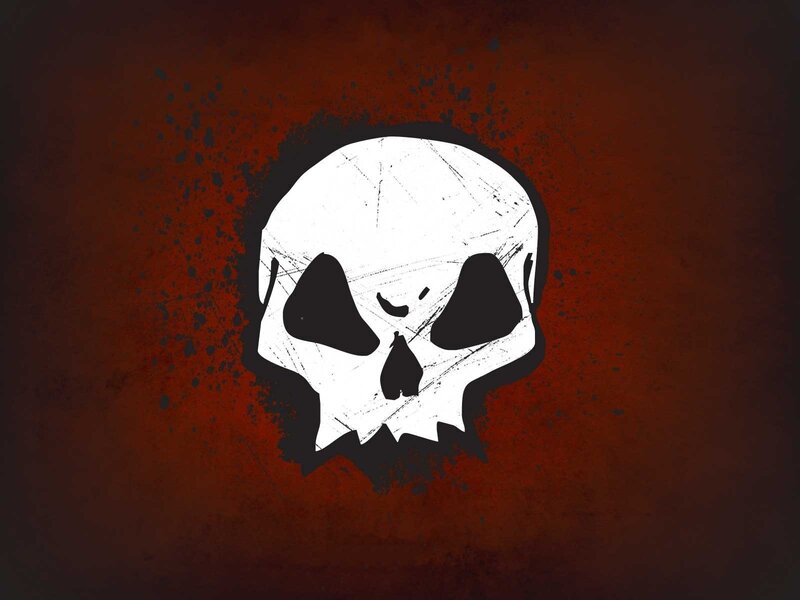 White Skull on Red
