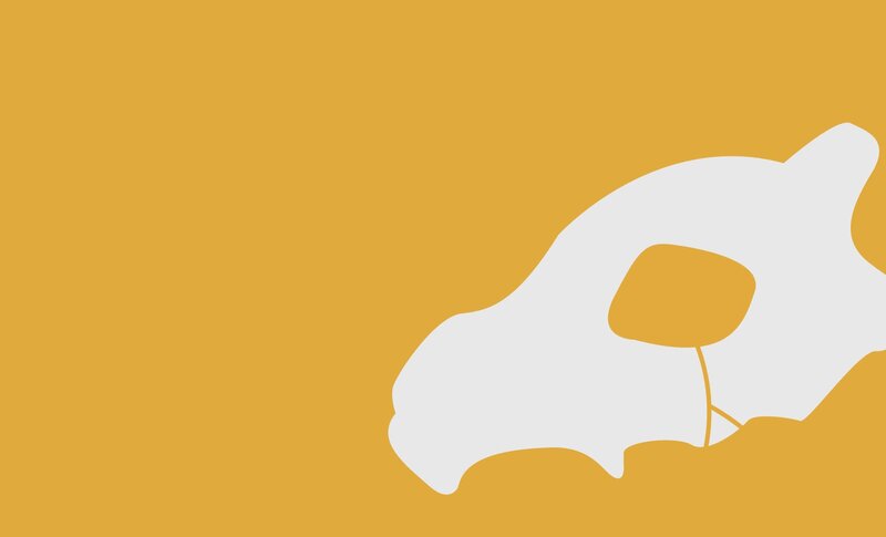 white skull on yellow background