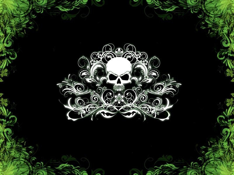 White Skull with Floral Design