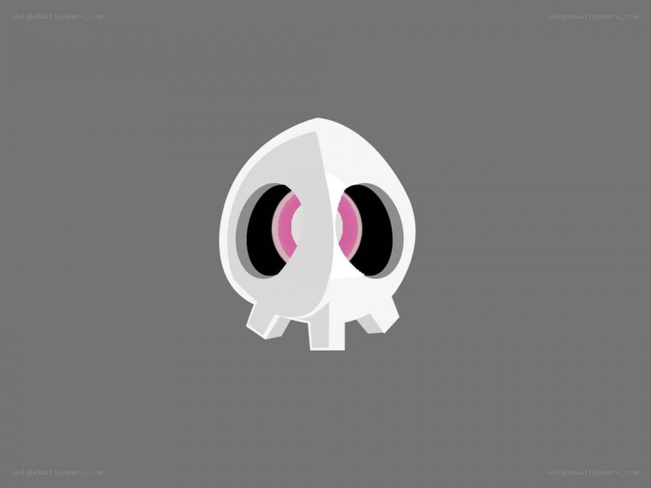white skull with pink eyes