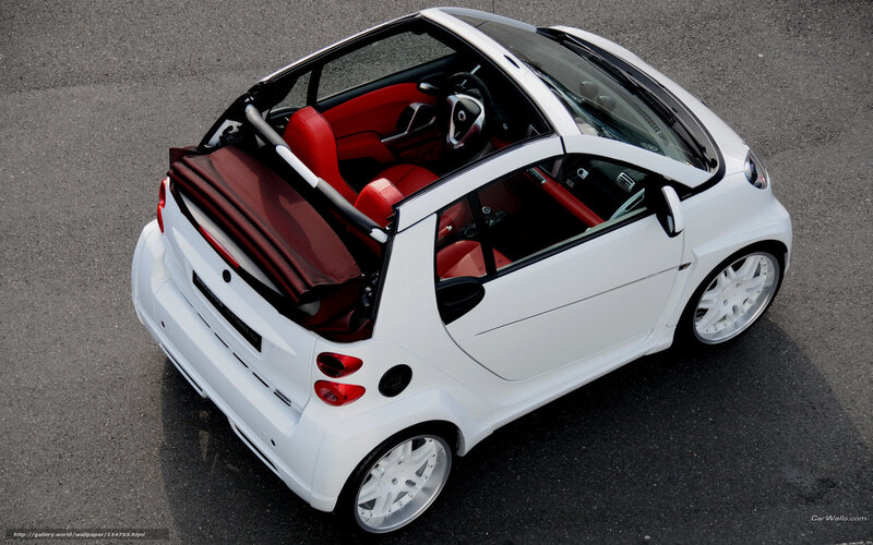 white smart car convertible