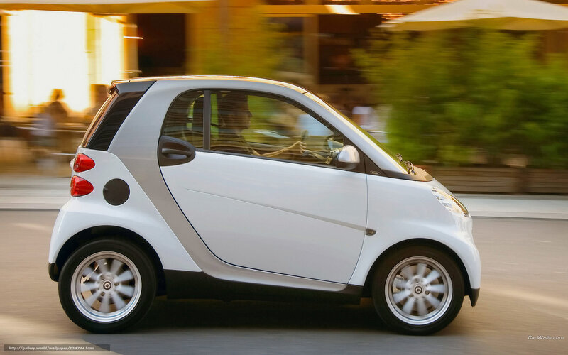 White Smart Car — Dynamic, Sunset