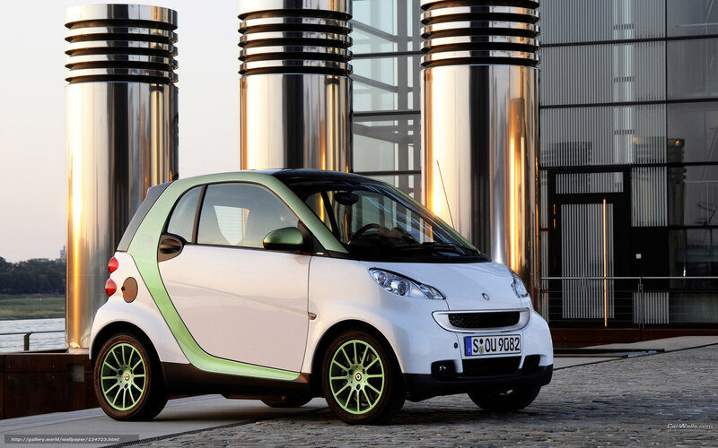 white smart car in city