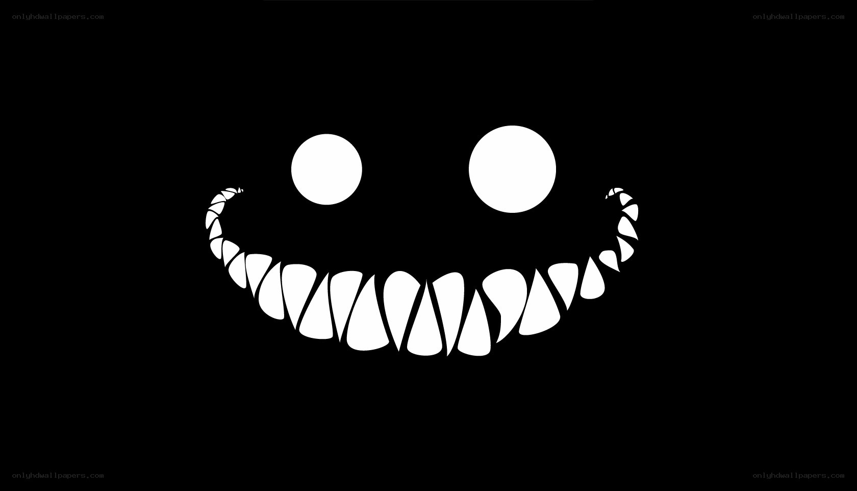 white smile on black background
