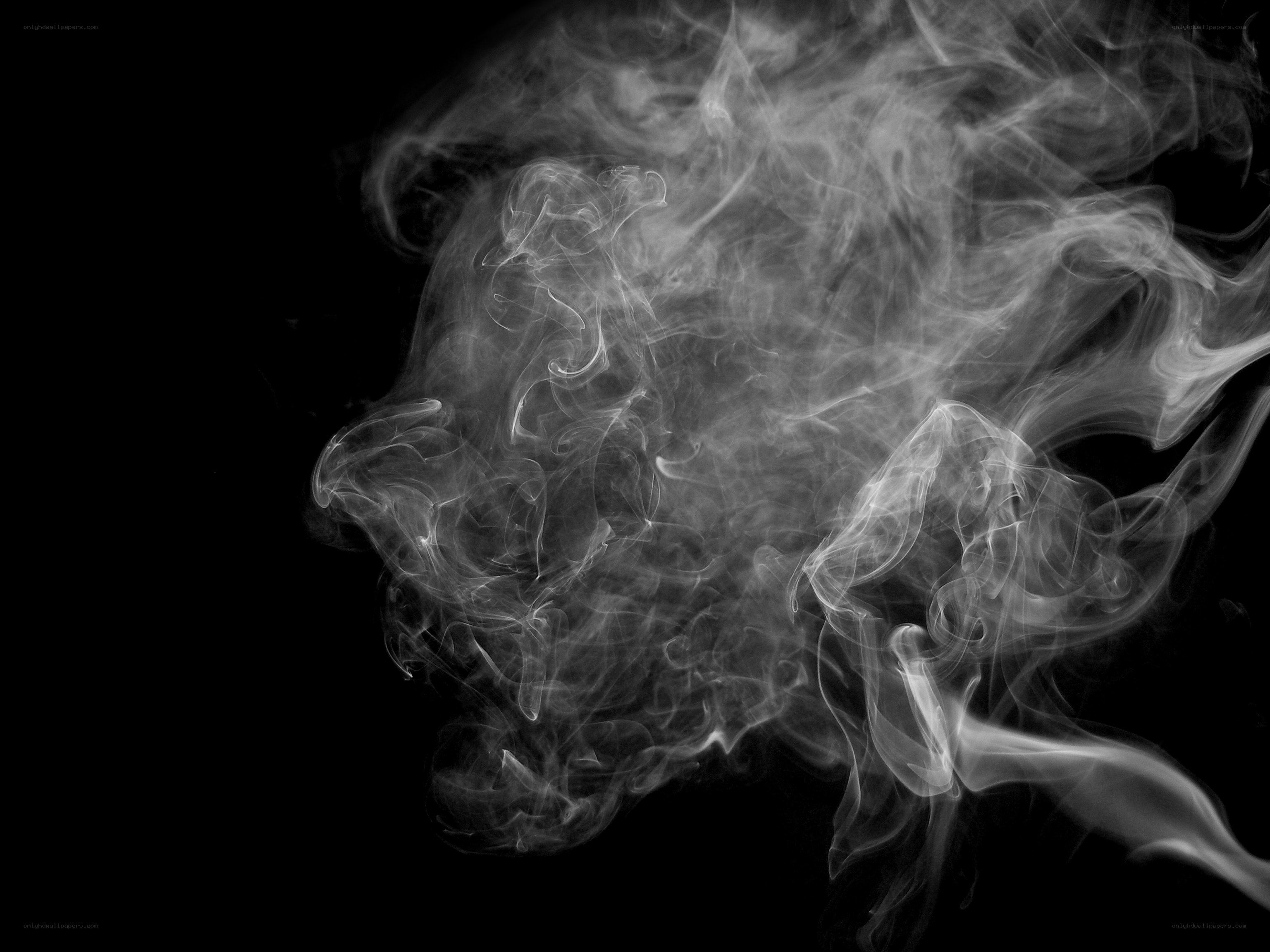 white smoke on black background