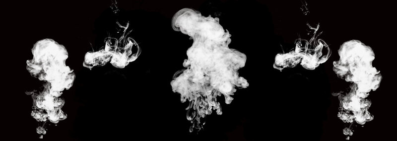 white smoke plumes on black