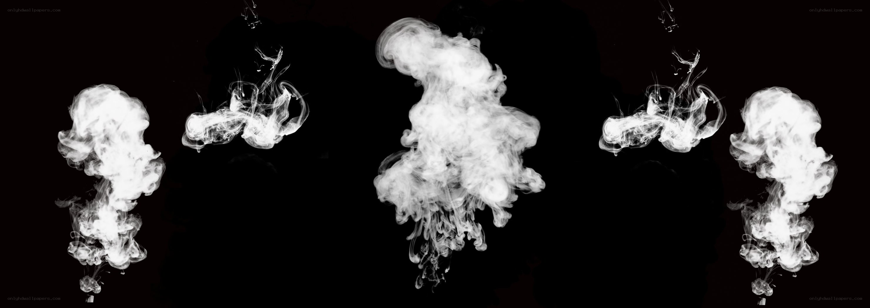 white smoke plumes on black
