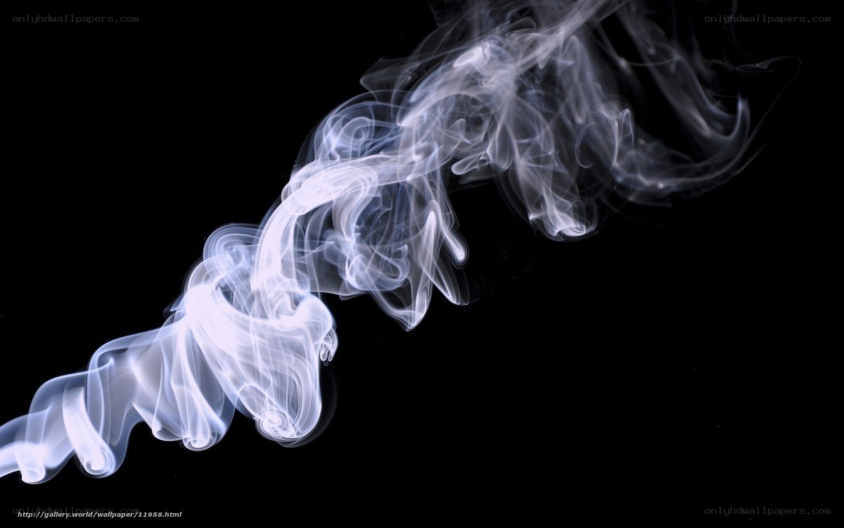 White smoke swirls on black