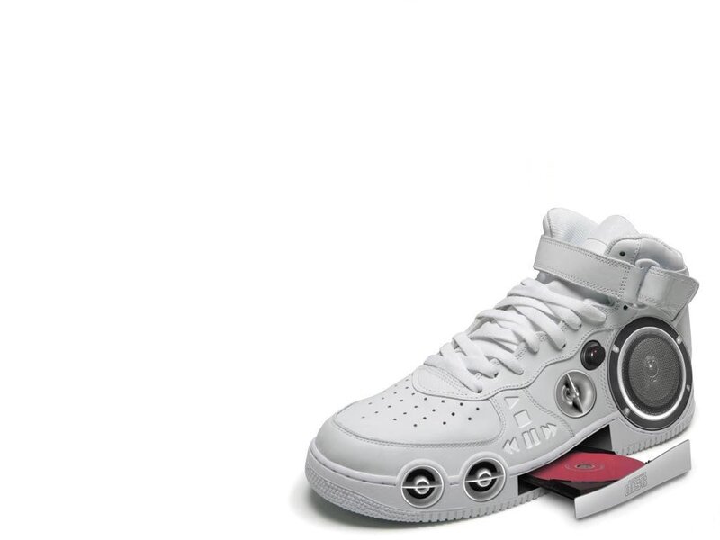 White Sneaker with Speakers
